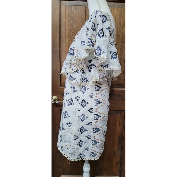 Hayden Los Angeles Women’s Dress White Boho Floral Rainbow Embroidered Small - Picture 4 of 9